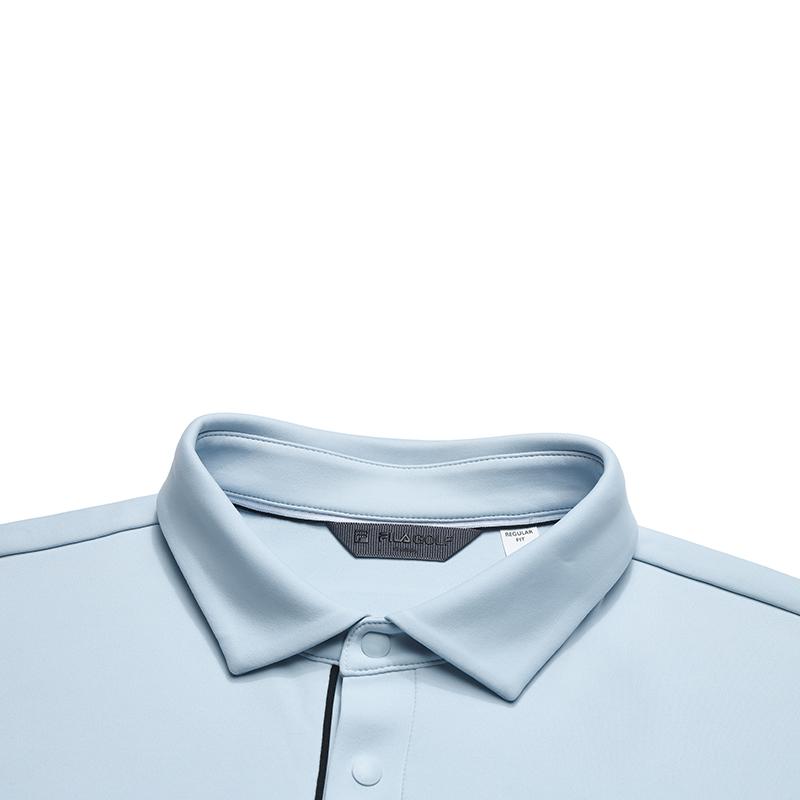 FILA Golf Series Simple Quality Casual Sports Comfortable Knitted Long Sleeve Polo Shirt Men tops Canal-Blue A11M615210FLB