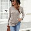 Herfst-wintertrui voor dames, truien met lange mouwen, V-hals, casual stretch top, ribgebreide shirts
