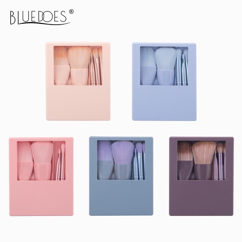 Portable Makeup Brush Set with Mirror: Soft Bristle Powder & Eyeshadow Brushes in Storage Box