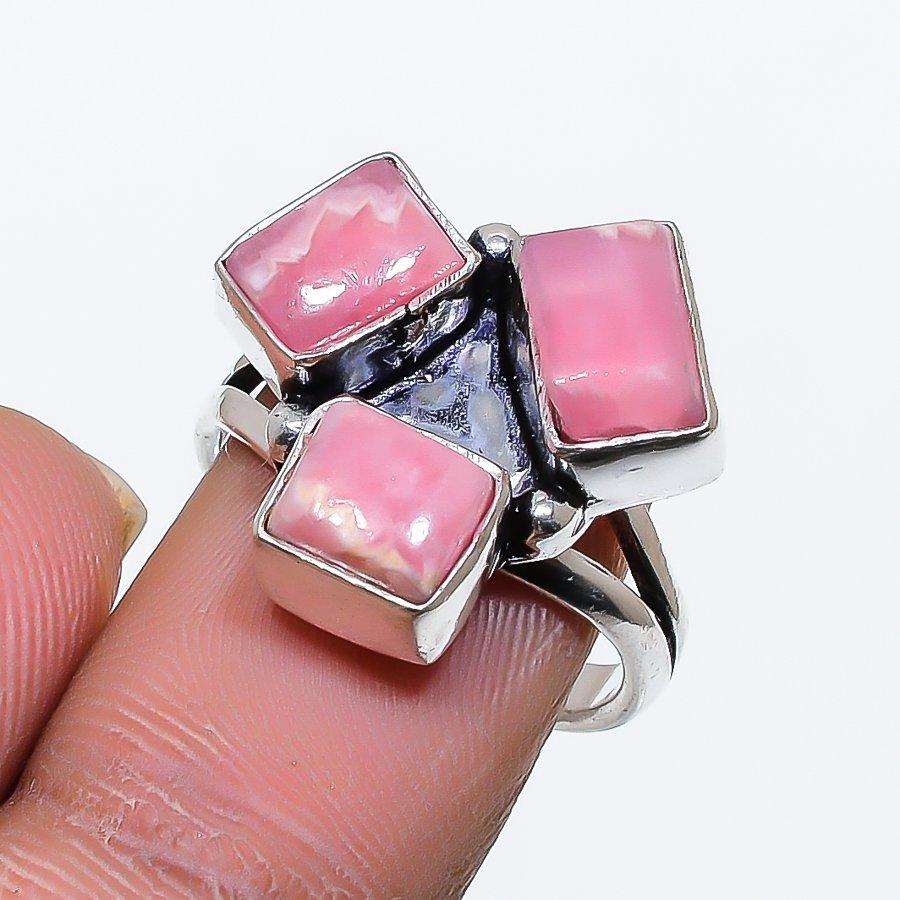 

Rhodochrosite Gemstone Handmade 925 Sterling Silver Jewelry Ring 6 SU-9994