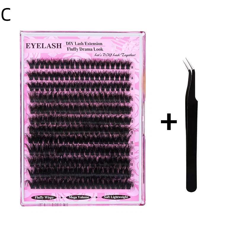 200D Faux Mink Lash Extensions Manga Individual Cluster Lashes 14-20Mm Natural Long Black Eyelashes D Curl False Eyelash Makeup