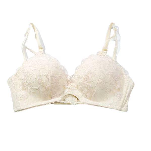 

Wireless Peach Lace Push-Up Bra for Women - Japanese Style, Seamless, Side Support, Enhancing Small Busts 36/80AB шампанського