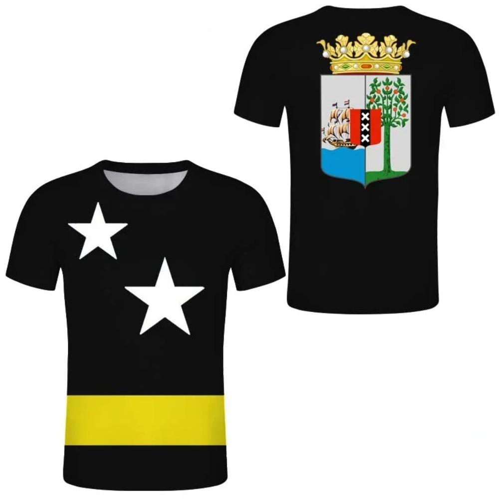 Republic of Curacao Flag T-shirt 2024 Summer Casual Fashion Graphic T Shirts Men Football Sports Autonomous Day Designer Clothes