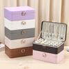 Jewelry Storage Box Portable Family Travel Earrings Necklace Storage Case Female Ring Organizer, Fashion PU Leather Display Case
