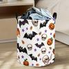 1pc, Gothic Bohemian Style Foldable Storage Basket, Designed with Purple and Black Bats, Pumpkins, Skeletons, and Spider Webs, Suitable for Bathroom a