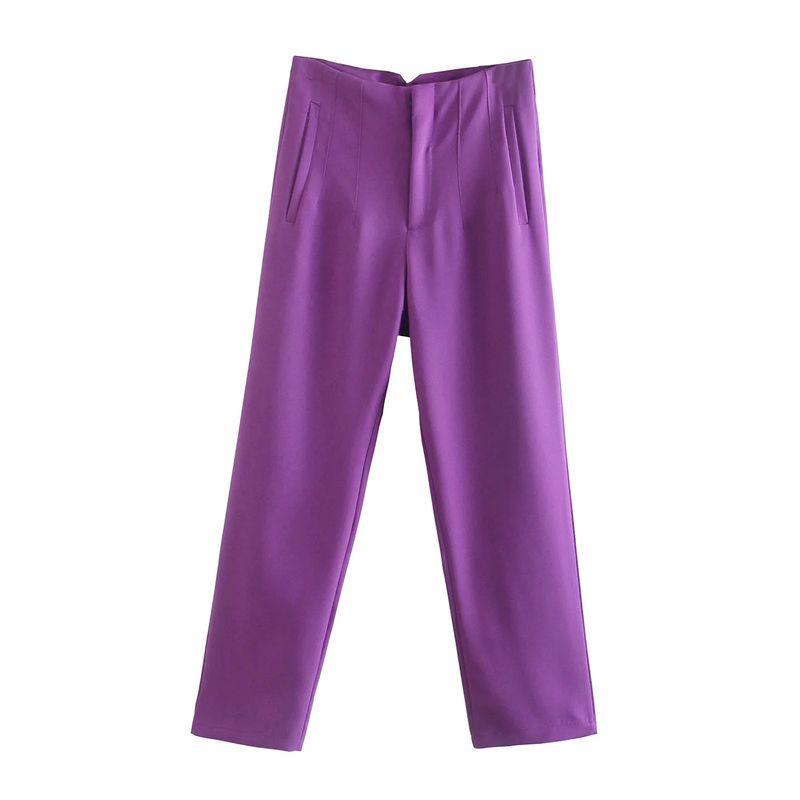 Cigarette Pipe Commute Leisure Candy Color Slim Looking Ankle-Length Pants