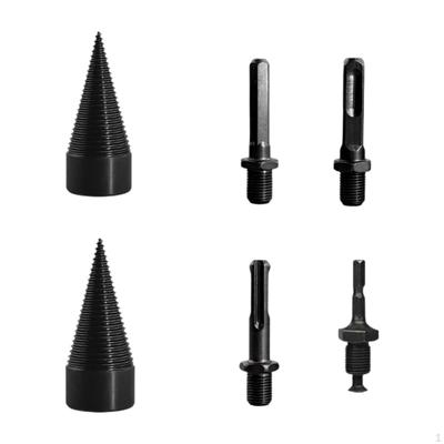 2 Pieces Firewood Log Splitter Drill Bit Carbon Steel Removable Cone Heavy Duty Woodworking Tool