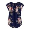 Women's Fashion Color Printing Short-sleeved Button Round Neck Casual Tops