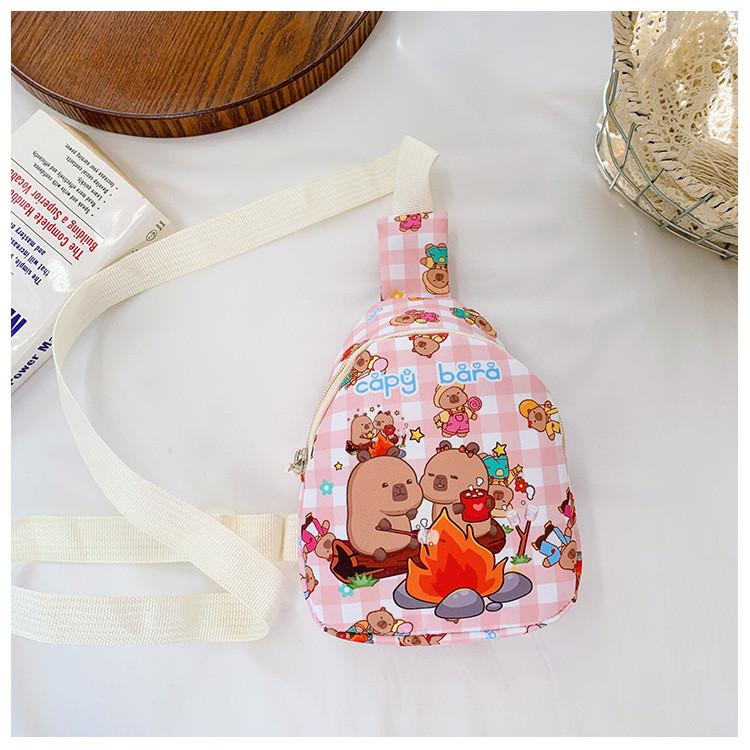 Printed Cartoon Capybara Children Shoulder Bags Fashion Outdoor Bag Crossbody