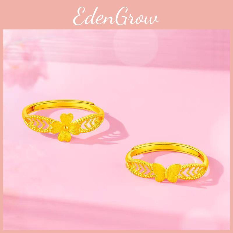 Adjustable Stylish Open Flower Butterfly Ring In Gold For Women Gift Jewelry