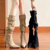 Wind Year High Heel Boots Belt Buckle Pointed Pile Fairy Boots Boots Stiletto