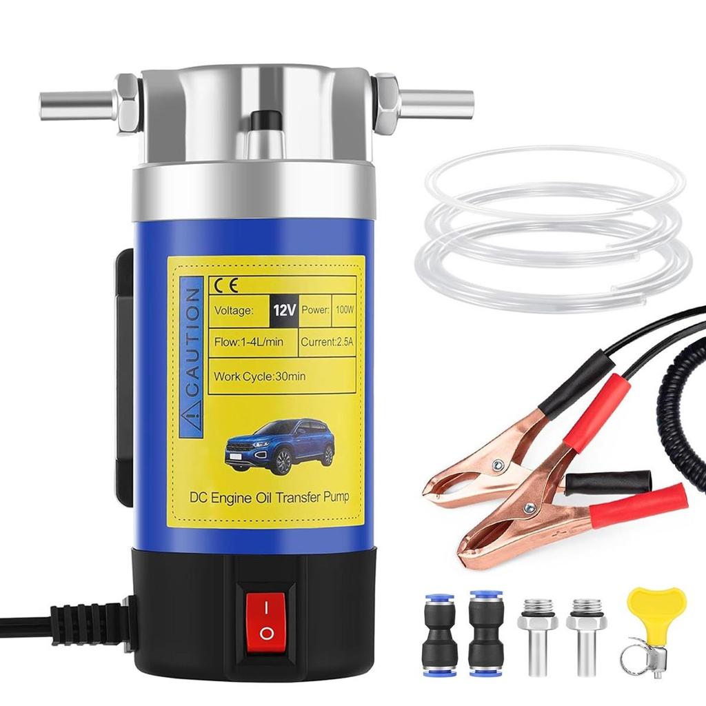 EAFC 12V Portable Fuel Pump - Metal Construction, 100W Car Electric Oil Extraction Transfer Pump