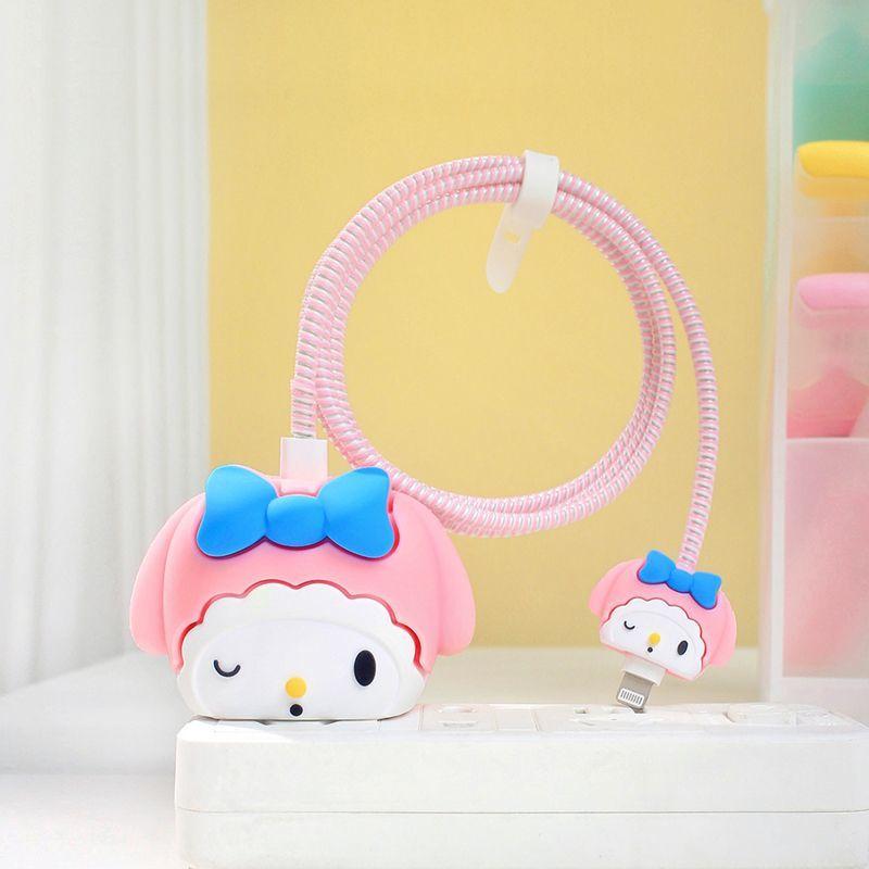 3 teile/satz Ladegerät Schutz Nette Cartoon Abdeckung Weiche Silikon Kabel Schutz Lade Cartoon Bär Ladekabel Schutzhülle Set Ladegerät Kabel