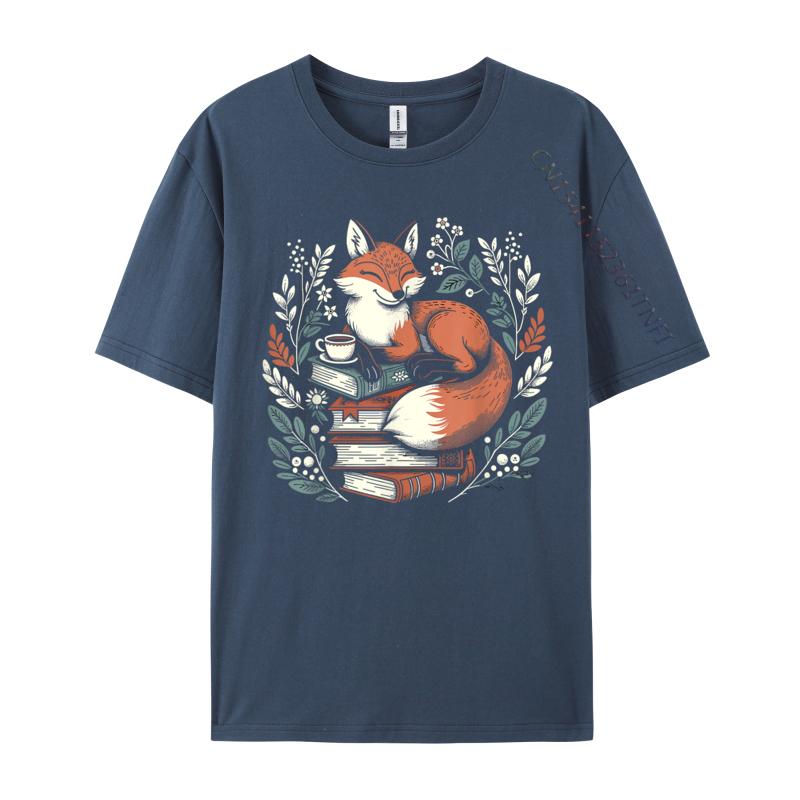 Cute Cottagecore Floral Fox Aesthetic Women Premium Cotton Printed Tops Shirts New Arrival Adult T-Shirt Slim Fit Tops Shirt