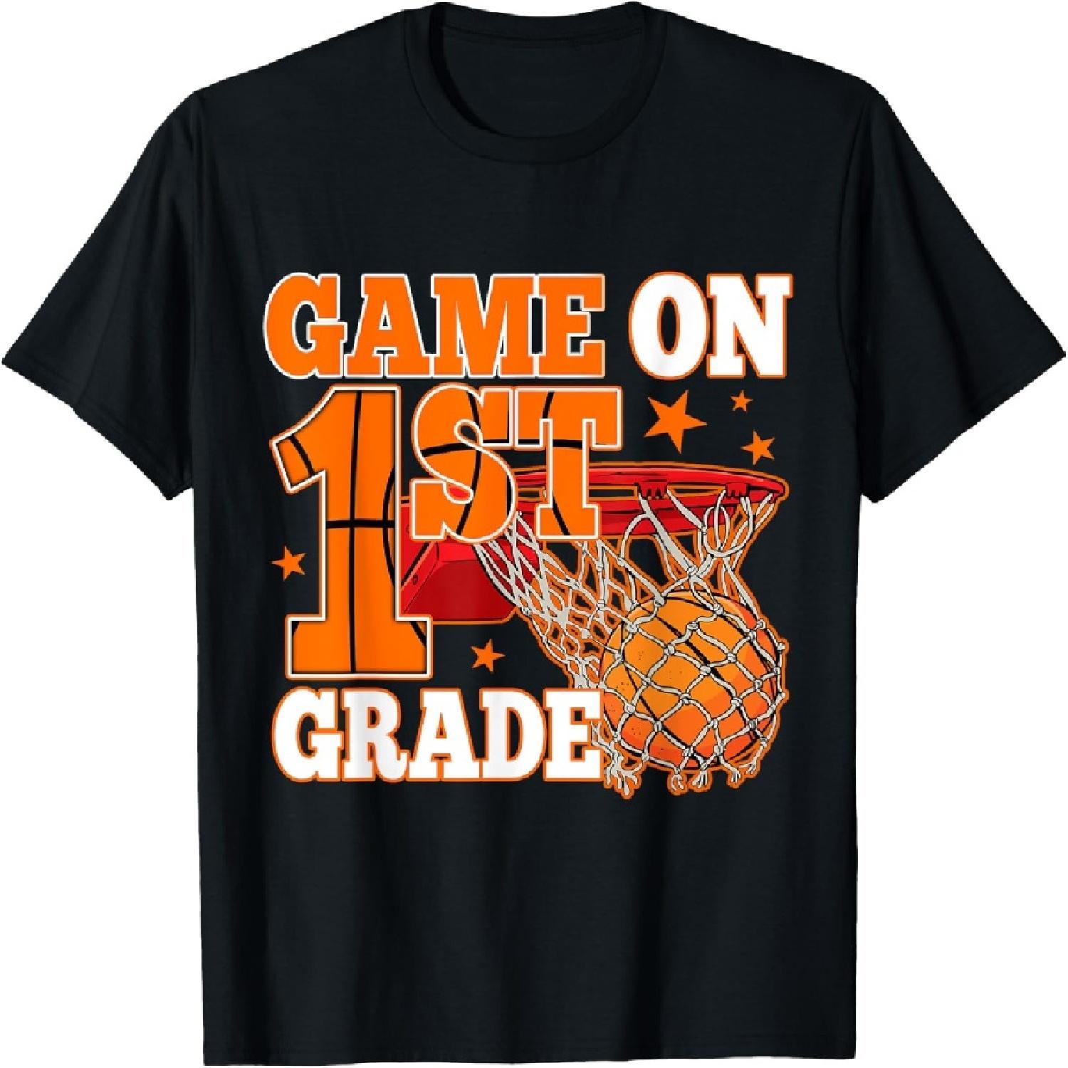 

Game On 1st Grade Basketball Back To School First Grade Team T-Shirt XXXXXL різнокольоровий