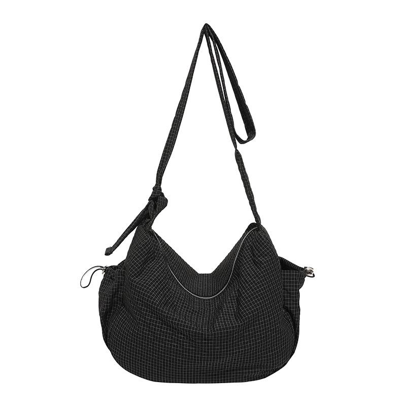 Neuer Nischentrend Nylontasche modisch lässig vielseitig große Kapazität Karomuster einzelne Schulter Umhängetasche Knödeltasche