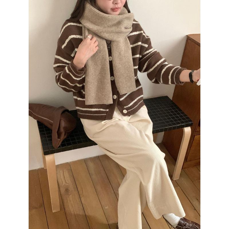 Autumn and Winter Wool Blended Korean Solid Color Versatile Knitted Scarf Soft Warm and Simple New Style Scarf