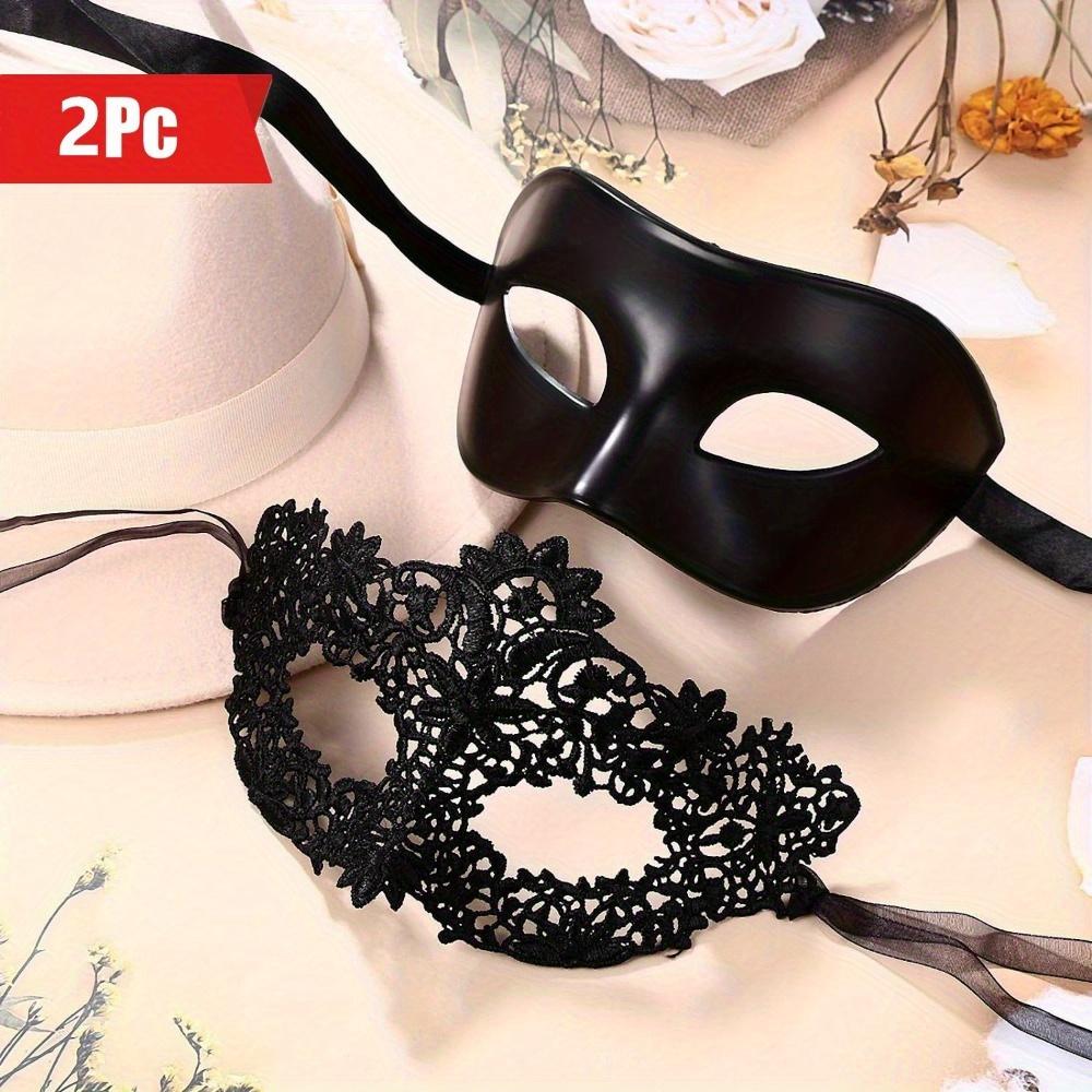 

2 шт. Черные маски-шары для макияжа, кружевные пластиковые венецианские маски для пары, маски для вечеринки, карнавала, Хэллоуина, мужские и женские чистый