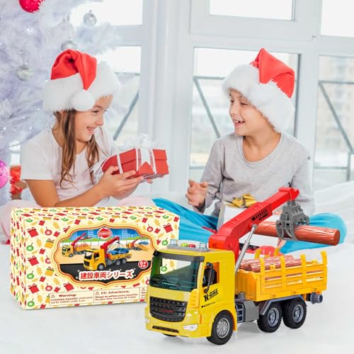 Toy Truck with Crane, Working Vehicle, Construction Vehicle, Storage Truck, and Working Vehicle with LED Lights, Engineering Toy, Vehicle Play, Work V