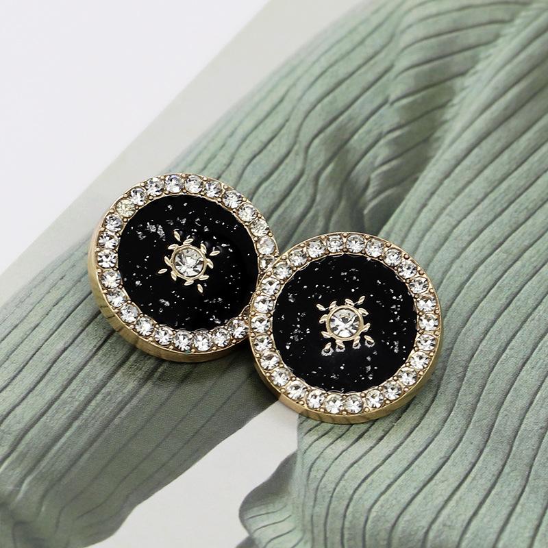 6Pcs Luxurious Design Inlaid With Rhinestones Metal  Button For Clothing Coat Skirt Clothing Accessory High Qulity Glod Black
