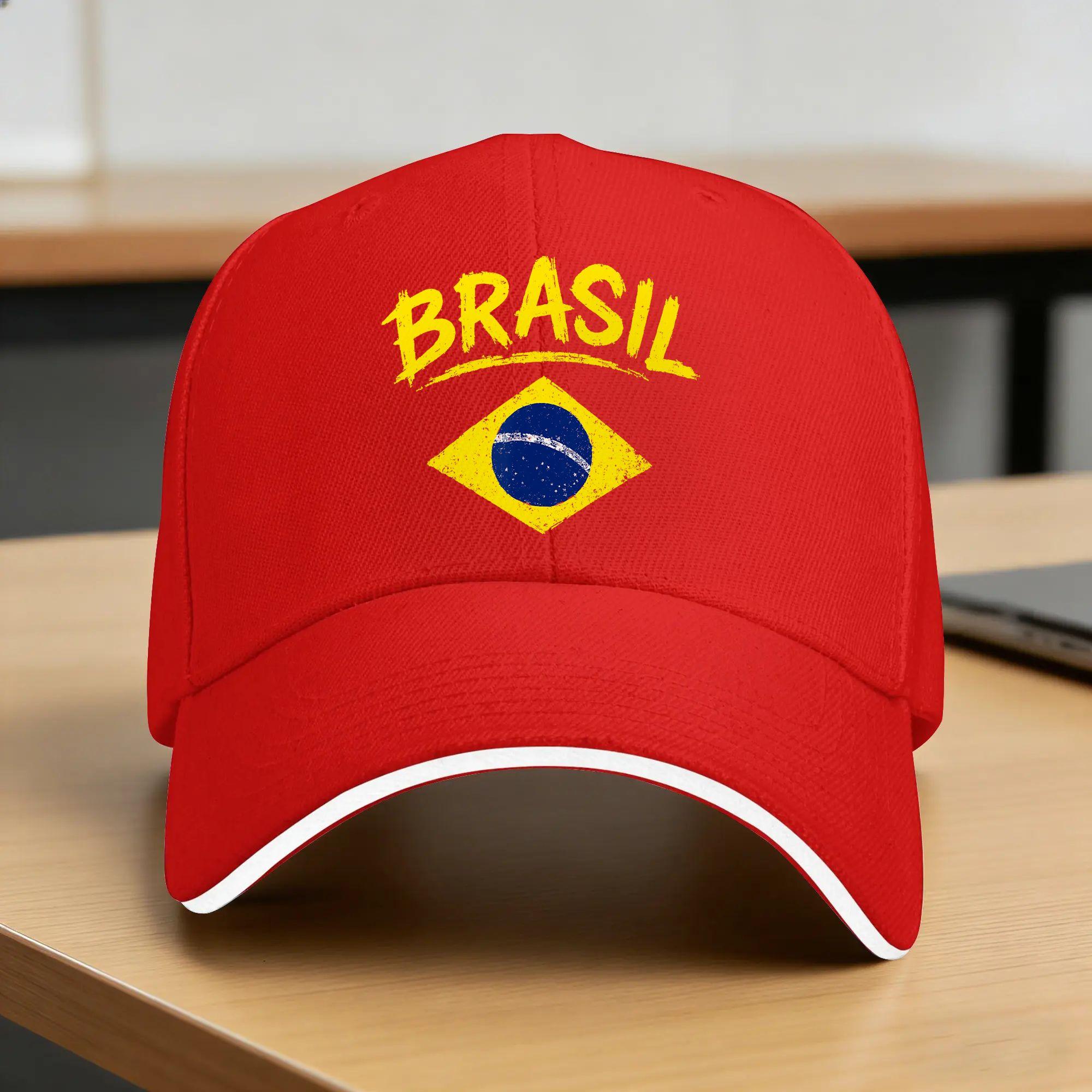 Brasil with Brazilian Flag Baseball Cap Women Unisex Print Hip Hop Hats Summer Trendy Kpop Rock High Quality Baseball Caps One Size