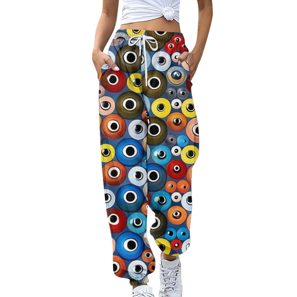 Women's Sports Pants With Pockets Fashion Halloween Print Elastic Waist Pants Casual Sweatpants Pants