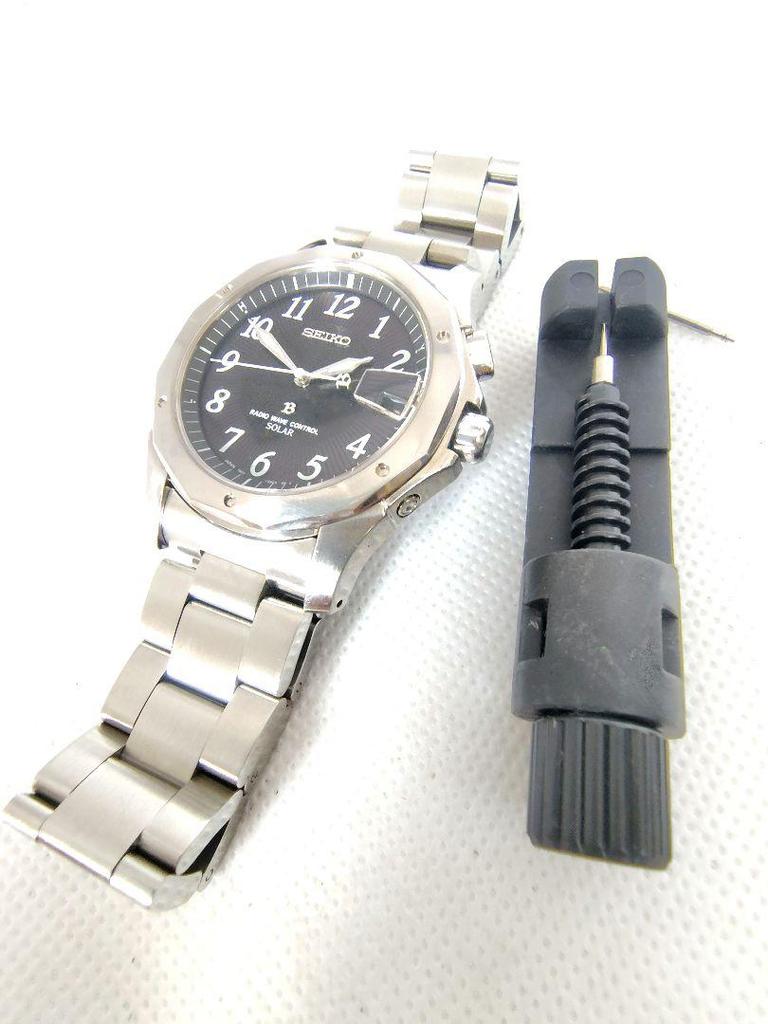[USED] Radio-controlled solar watch, strap, rare Seiko Brightz titanium