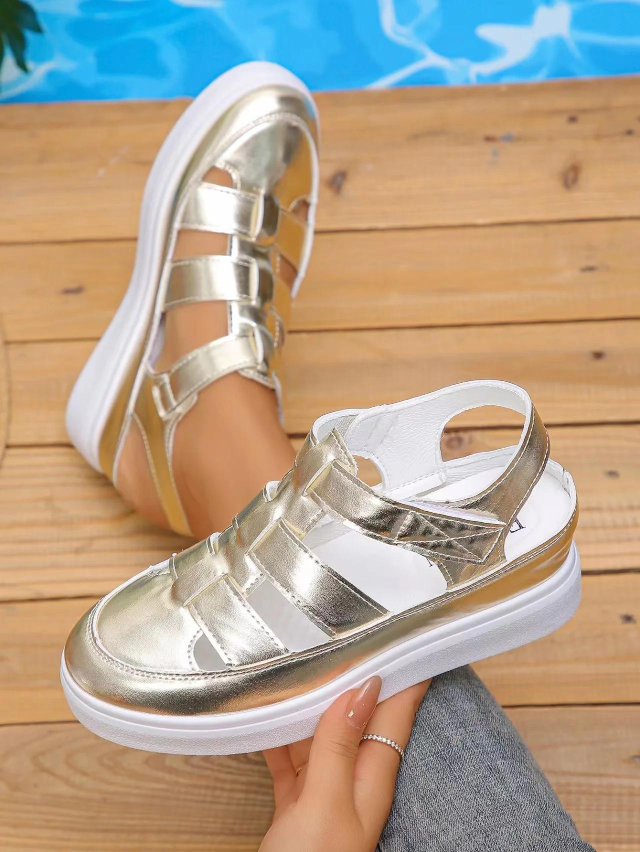 Женские сандалии Летние повседневные сандалии на танкетке Модные сандалии на платформе — фото 8