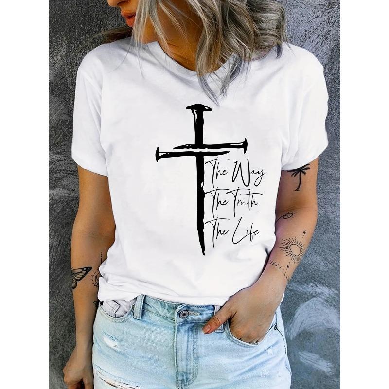 [Soft Stretch | Love Like Jesus] Soft Stretch Women s  Love Like Jesus  Faith T-Shirt | Medium Elastic Crew Neck Short S белый