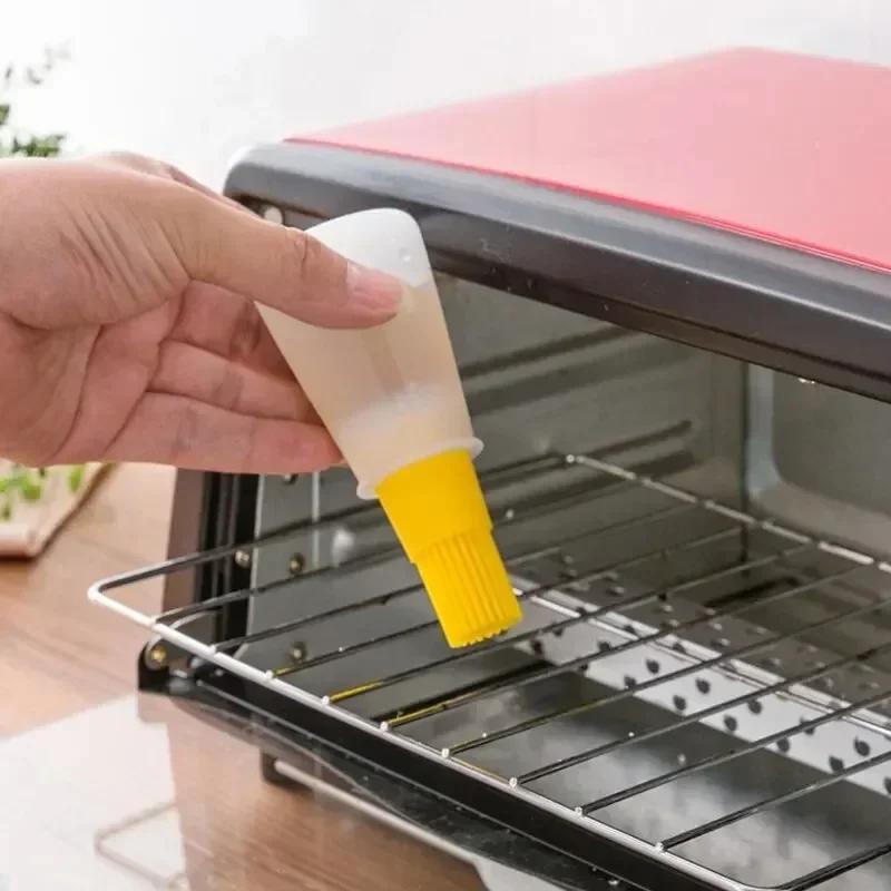3 stk Silikon BBQ Oljeflaskebørste Med Flatbunn Design Lett Å Rengjøre Passer For Alt Kokeutstyr Kokeutstyr Grillverktøy