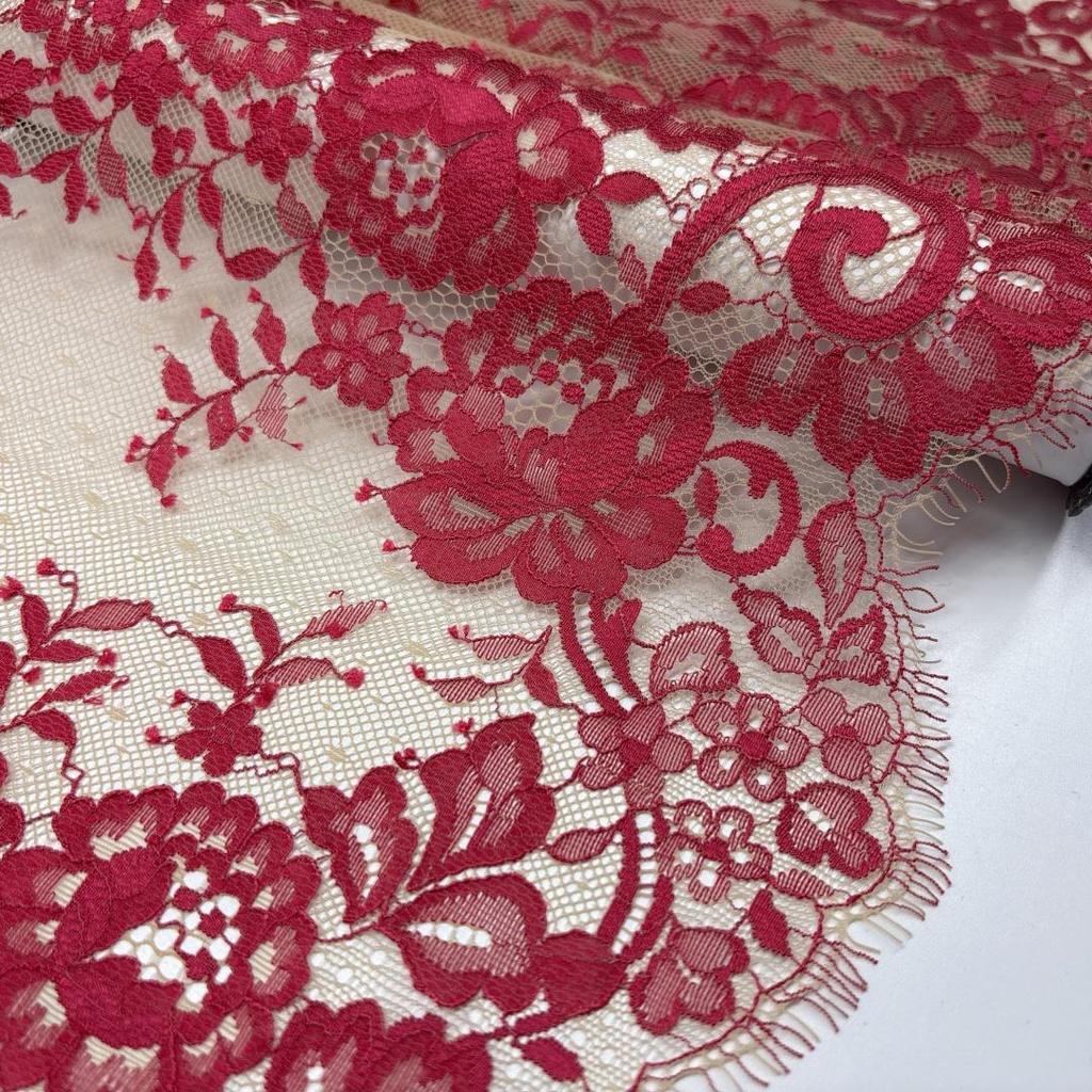 1.45m x 24cm French Chantilly Lace, Non-stretch Eyelash Lace Fabric for Sewing, Bra, Underwear, Lingerie, Dress, Garment, Crafting