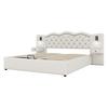 180x200cm Flat Bed, Upholstered Bed, Integrated Headboard, Hydraulic Lifting Mechanism, USB Connection, Two Bedside Lamps, Large Storage Space, Grey,