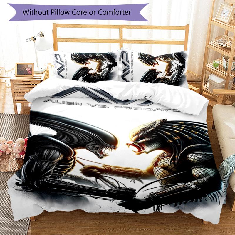 Alien 3pcs Bedding Set Duvet Cover Closure Includes 1 Duvet Cover & 2 Pillowcases for All Seasons Bedroom Home Dorm Decor