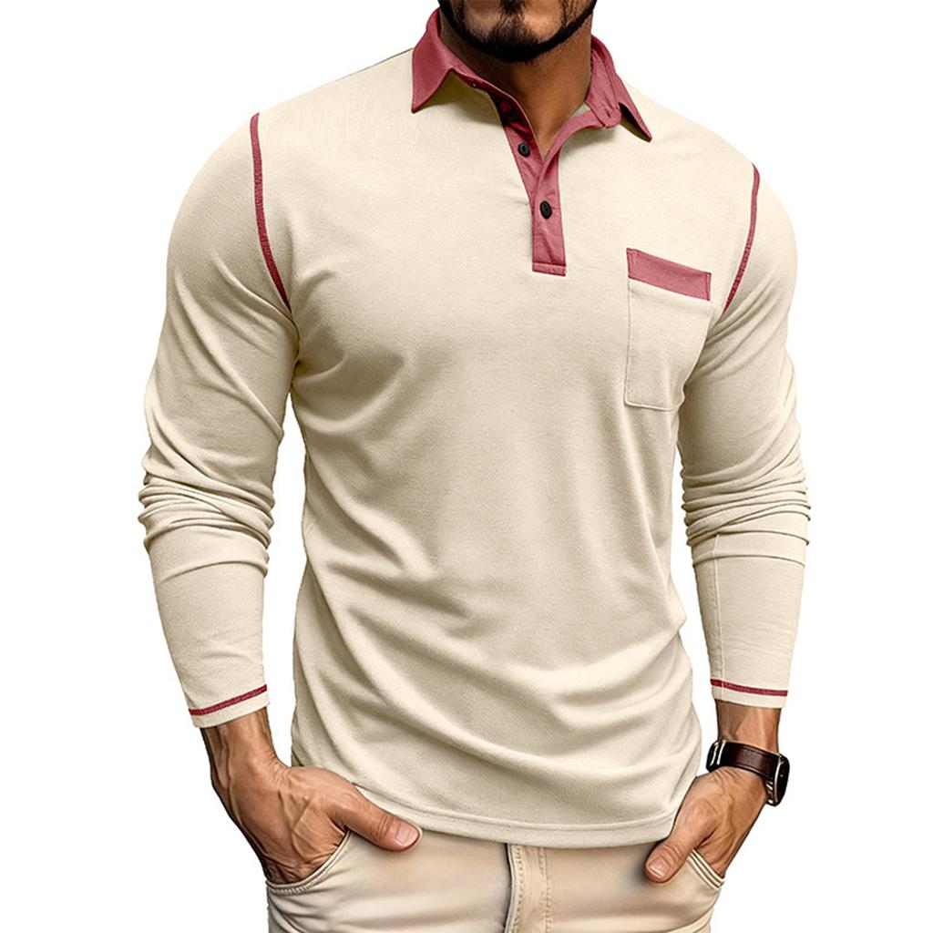 Shoulder Sleeves Men'S Long Sleeved Patchwork T-Shirt Casual Top