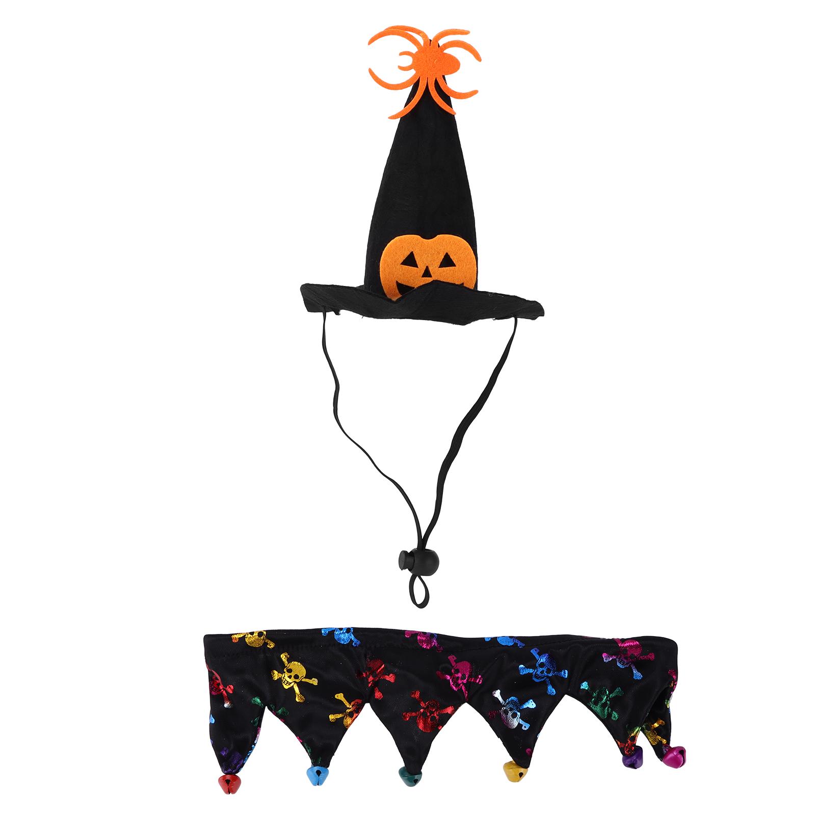 

Pet Halloween Pumpkin Hat Adjustable Hat and Collar Christmas Party Costume for Dogs and Cats Type 2