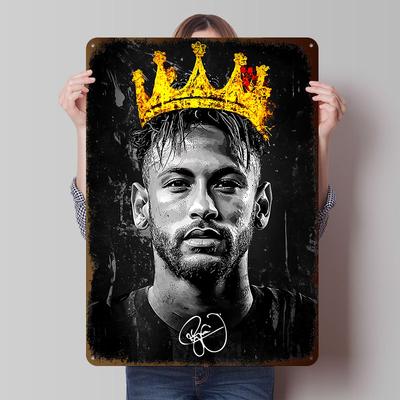 Neymar Jr. Königsporträt (Vektorgrafik) Metallposter Benutzerdefinierte Wandkunst Retro Vintage Blechschilder für Man Cave Badezimmerdekoration