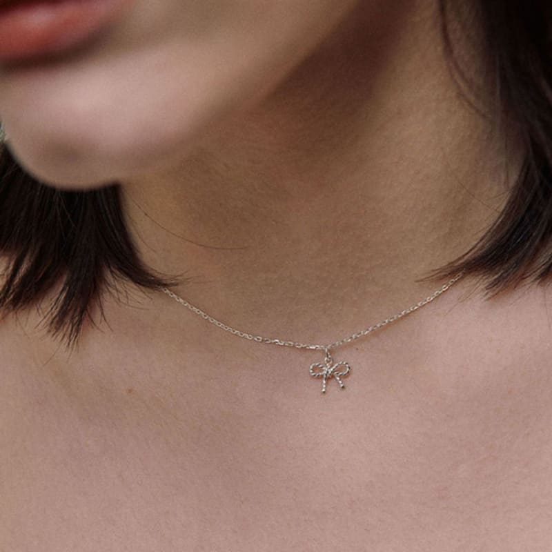 Green [925 Silver] Un.silver.181 / Ribbon Necklace