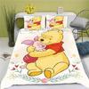 3D Digital Printing Three-Piece Set, Quilt Cover, Bed Sheet, Pillowcase, Cartoon Winnie The Pooh Kit.