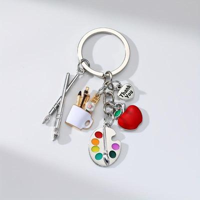 Creative DIY Palette & Paintbrush Keychain - Student Back-to-School Gift Pendant