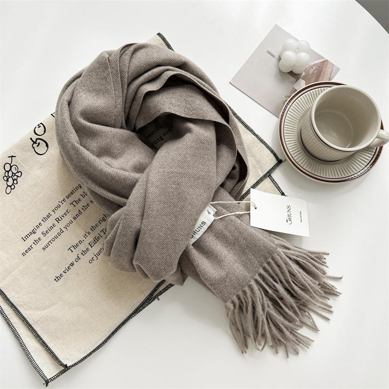 Kašmírový šátek na ruku, podzimní a zimní, jednobarevný, dámský, tlustý střapec, jednoduchý a všestranný, měkký a teplý, imitace kašmíru
