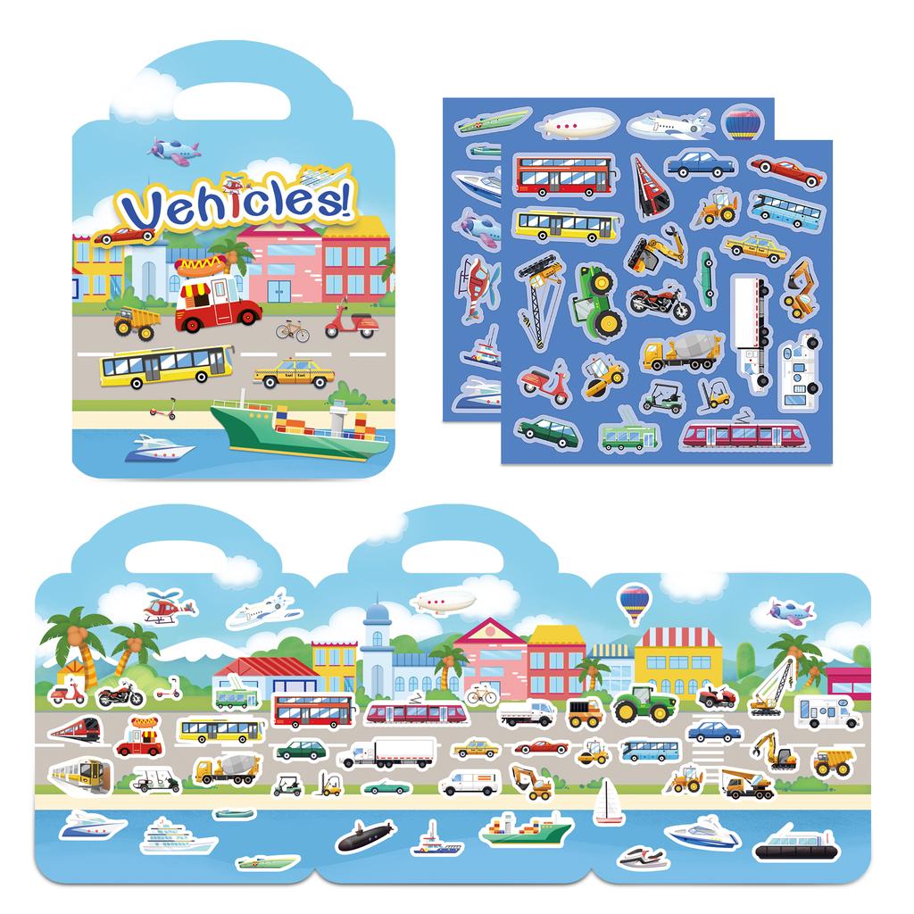 1 PCS Reusable Sticker Books for Kids 2-4 Cute Static  Adhesive Stickers Book for Toddlers Educational Toys Birthday Gifts