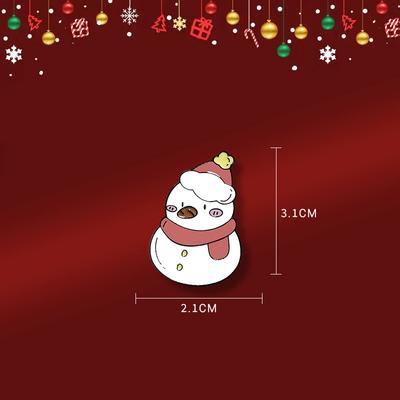 Christmas Cartoon Brooch Cute Metal Elk Santa Brooch Simple Versatile Badge Trinket