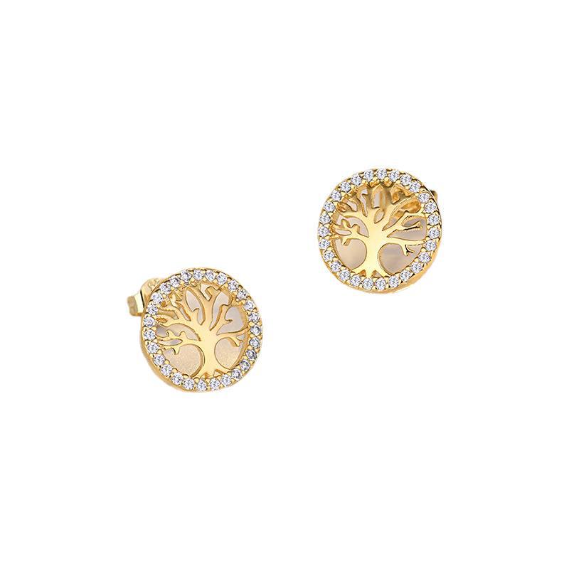 Tree of Life S925 Sterling Silver Needle Stud Earrings for Women - European and American Style