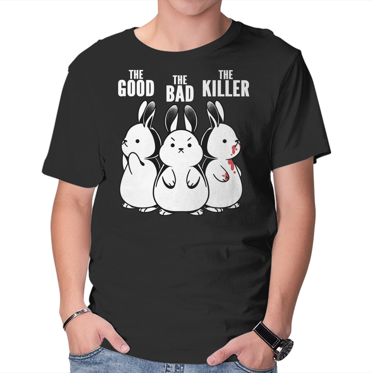 Unisex Crew Neck T-Shirt The Good The Bad And The Killer Rabbit Graphic Short Sleeve Casual Tee XXXL