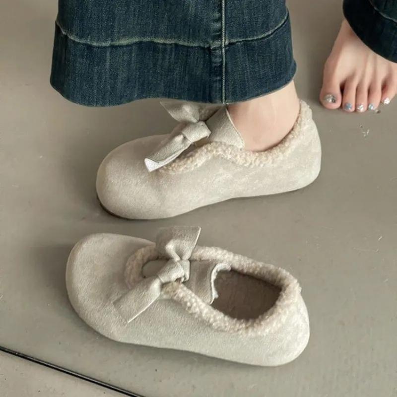 Fashion bow simple women's winter new outer wear warm plush shoes cotton shoes