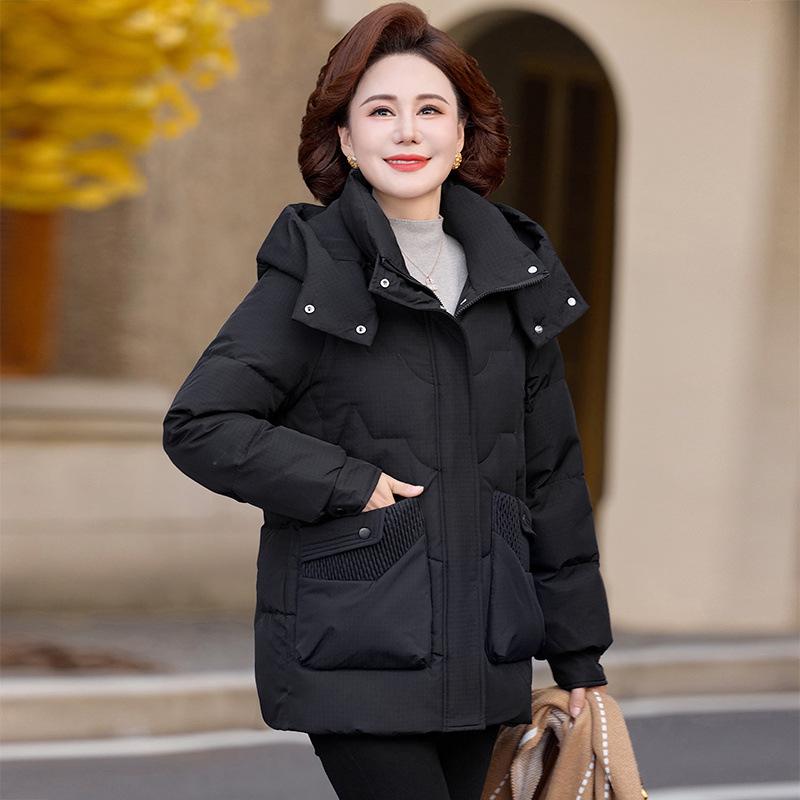 Premium mother winter down jacket warm white duck down short middle-aged and elderly women's clothing winter hooded jacket thick