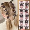 Rhinestone Decor Elastic Hair Bands Durable Cute Design Girls Hair Ties Flower Design Non-Slip Braiding Hair Ropes