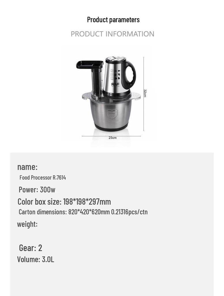 European Portable Six-in-One Electric Meat Grinder & Food Processor