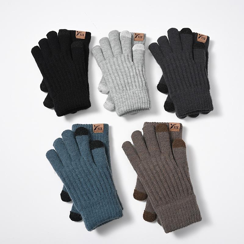 Winter Warme Touchscreen-Handschuhe mit Doppelschichtiger Dicker Wolle und Outdoor Arktischem Samt Innen Gestrickte Handschuhe