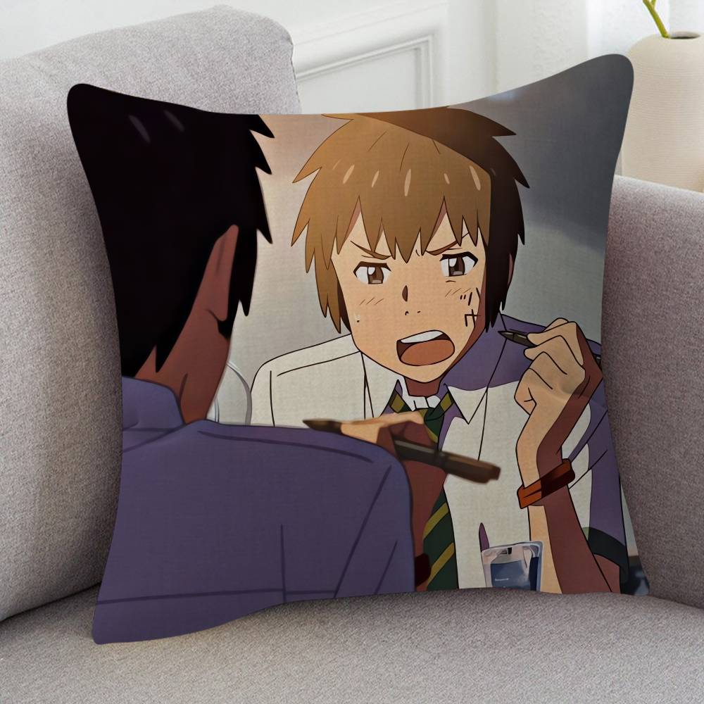 Anime Your Name Soft Comfortable Pillow Case Cartoon For Sofa Living Cat Room Home Office Retro Decor Protective Cover